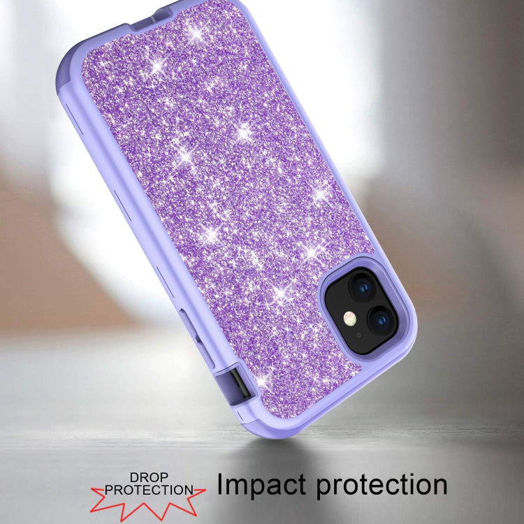 For iPhone 11 3 in 1 Glitter Solid Color TPU + PC Shockproof Case