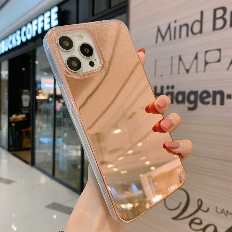 For iPhone 12 mini Double-sided Mirror Electroplating Glitter Powder Protective Case