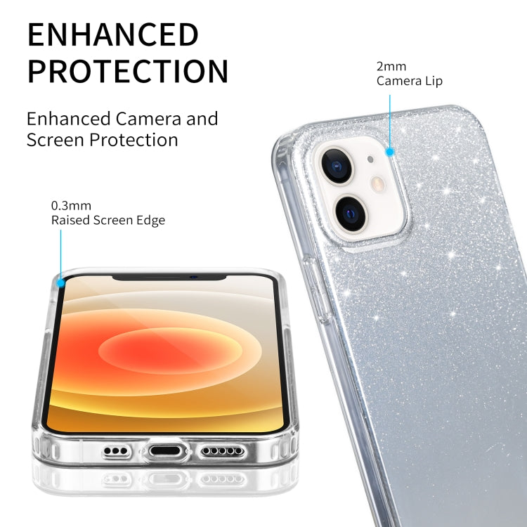 For iPhone 12 / 12 Pro Double-sided Mirror Electroplating Glitter Powder Protective Case