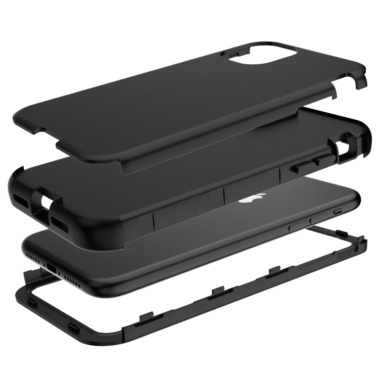 For iPhone 11 3 in 1 Leather Oil TPU + PC Shockproof Case