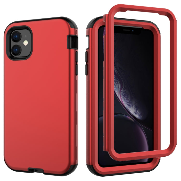 For iPhone 11 3 in 1 Leather Oil TPU + PC Shockproof Case