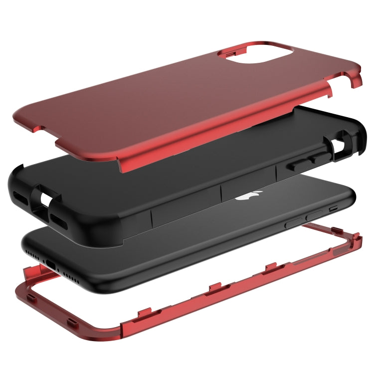 For iPhone 11 3 in 1 Leather Oil TPU + PC Shockproof Case