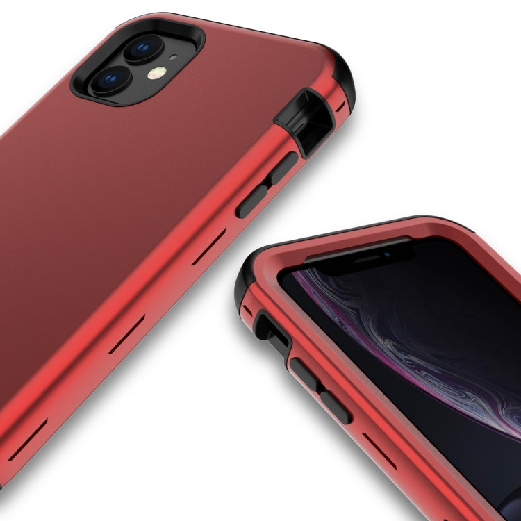 For iPhone 11 3 in 1 Leather Oil TPU + PC Shockproof Case