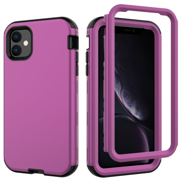 For iPhone 11 3 in 1 Leather Oil TPU + PC Shockproof Case