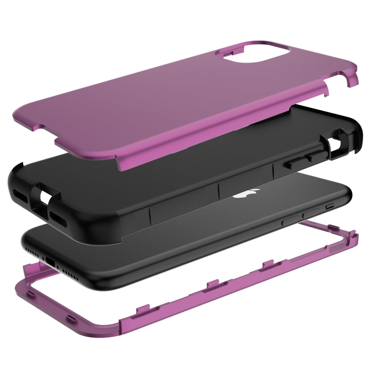 For iPhone 11 3 in 1 Leather Oil TPU + PC Shockproof Case