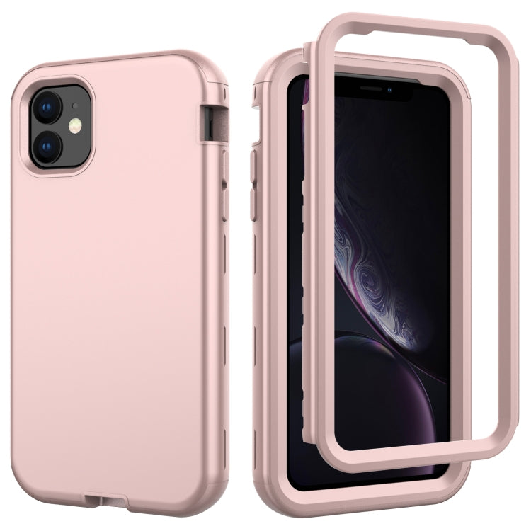 For iPhone 11 3 in 1 Leather Oil TPU + PC Shockproof Case