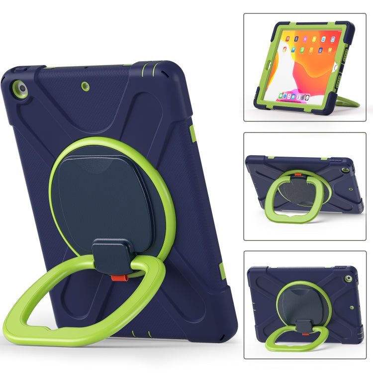 For Apple iPad 10.2 2021 / 2020 / 2019 Contrast Color Silicone + PC Protective Case with Holder & Shoulder Strap