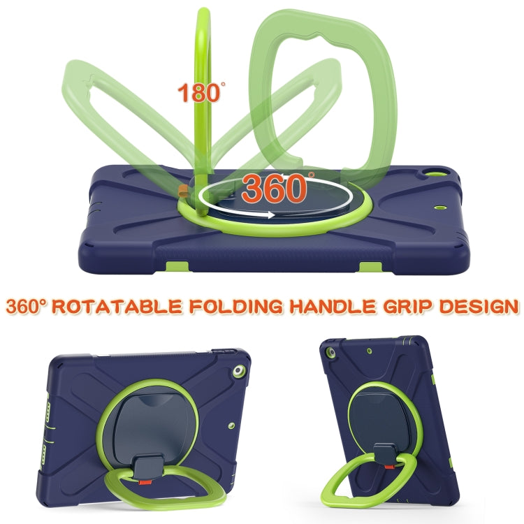 For Apple iPad 10.2 2021 / 2020 / 2019 Contrast Color Silicone + PC Protective Case with Holder & Shoulder Strap