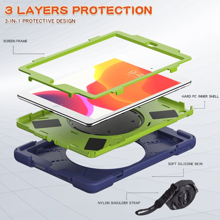 For Apple iPad 10.2 2021 / 2020 / 2019 Contrast Color Silicone + PC Protective Case with Holder & Shoulder Strap