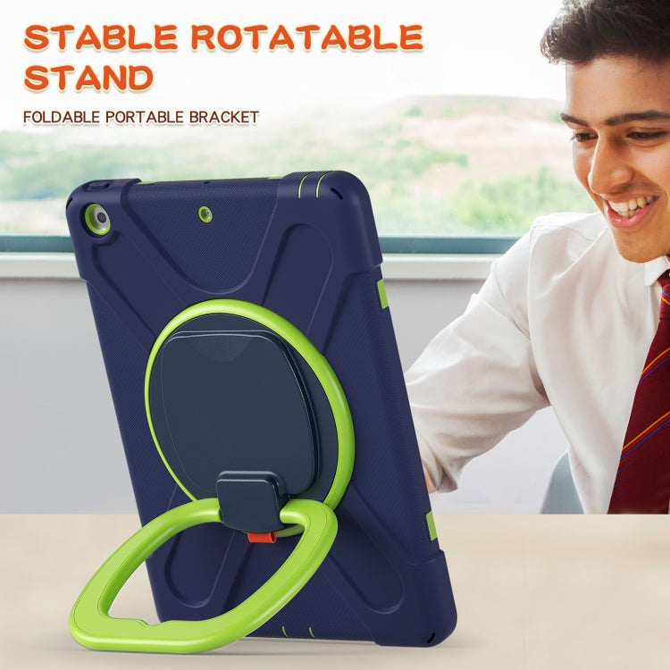 For Apple iPad 10.2 2021 / 2020 / 2019 Contrast Color Silicone + PC Protective Case with Holder & Shoulder Strap