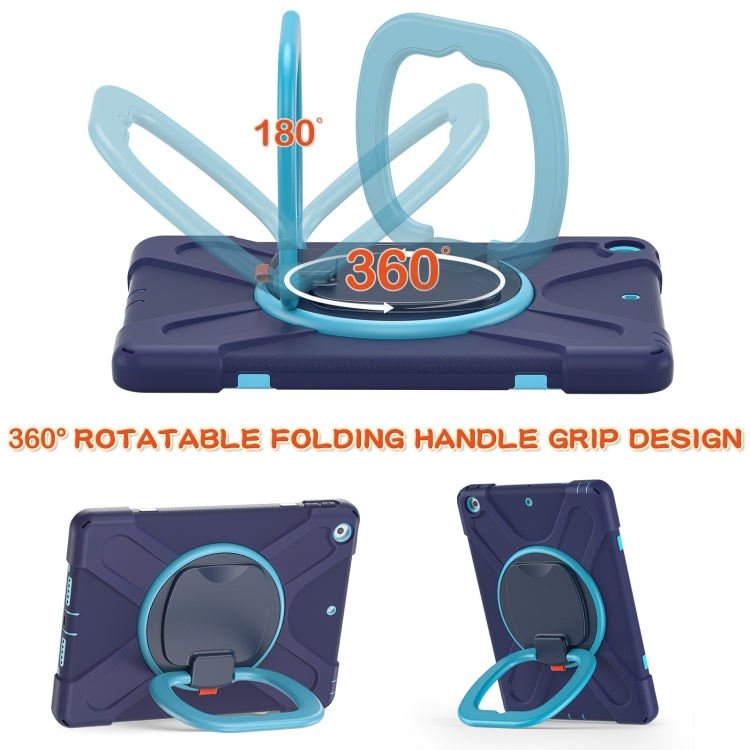 For Apple iPad 10.2 2021 / 2020 / 2019 Contrast Color Silicone + PC Protective Case with Holder & Shoulder Strap