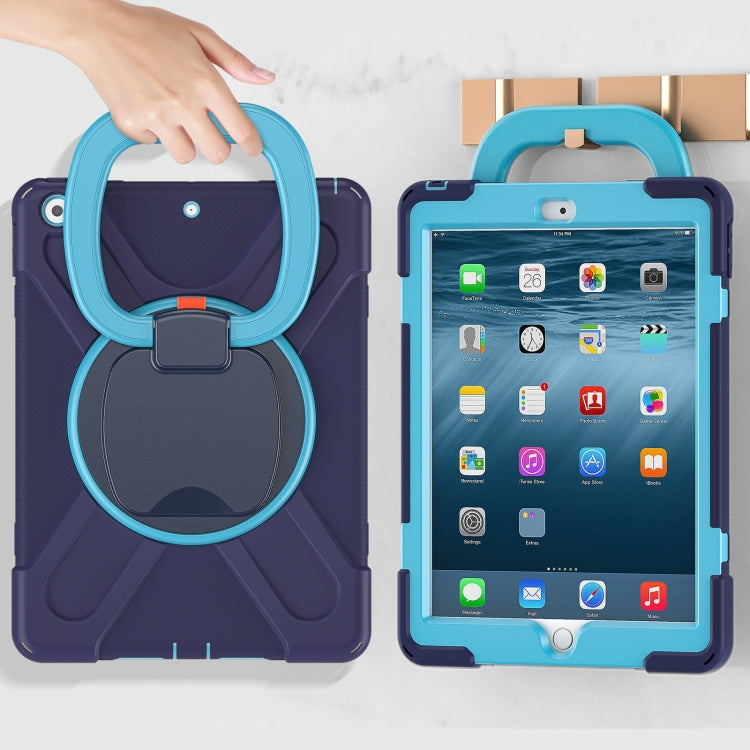 For Apple iPad 10.2 2021 / 2020 / 2019 Contrast Color Silicone + PC Protective Case with Holder & Shoulder Strap