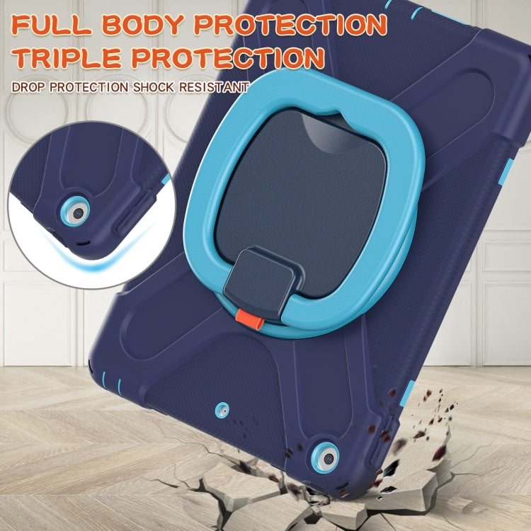 For Apple iPad 10.2 2021 / 2020 / 2019 Contrast Color Silicone + PC Protective Case with Holder & Shoulder Strap