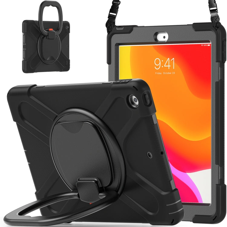 For Apple iPad 10.2 2021 / 2020 / 2019 Contrast Color Silicone + PC Protective Case with Holder & Shoulder Strap