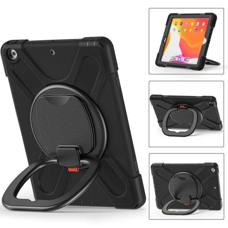 For Apple iPad 10.2 2021 / 2020 / 2019 Contrast Color Silicone + PC Protective Case with Holder & Shoulder Strap