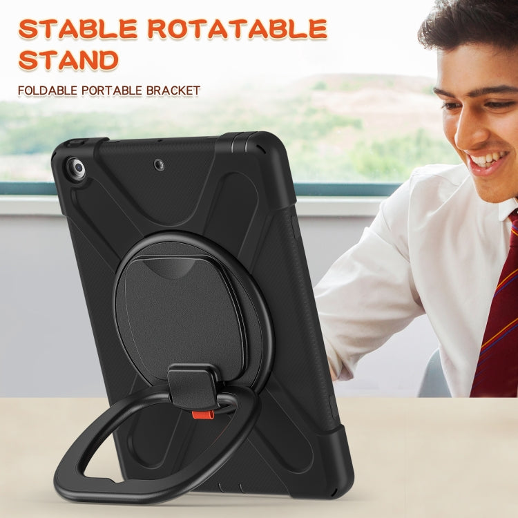 For Apple iPad 10.2 2021 / 2020 / 2019 Contrast Color Silicone + PC Protective Case with Holder & Shoulder Strap