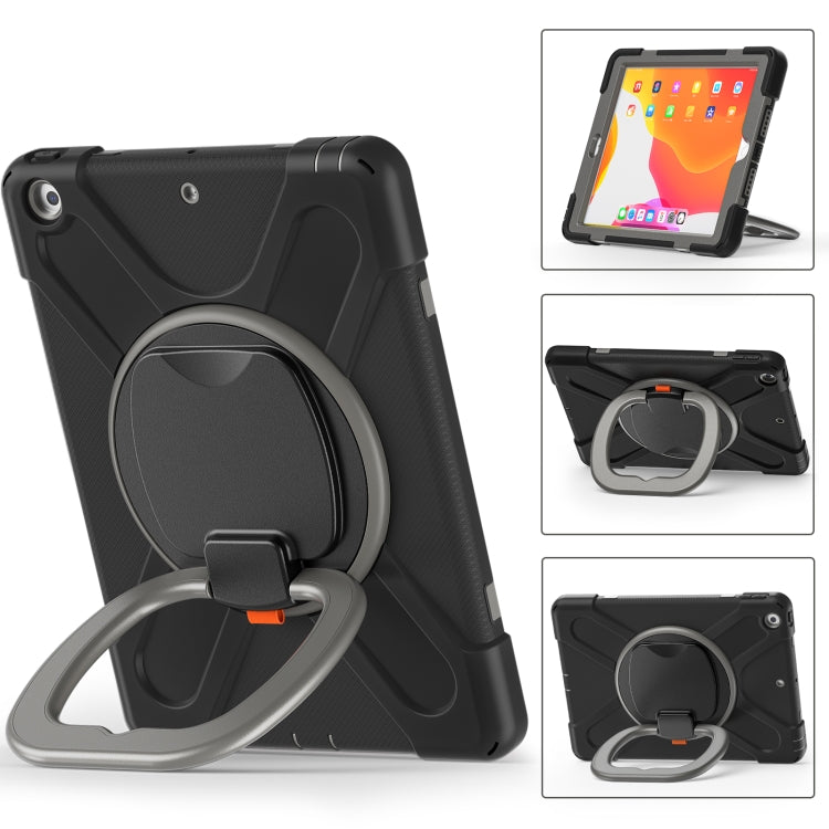 For Apple iPad 10.2 2021 / 2020 / 2019 Contrast Color Silicone + PC Protective Case with Holder & Shoulder Strap
