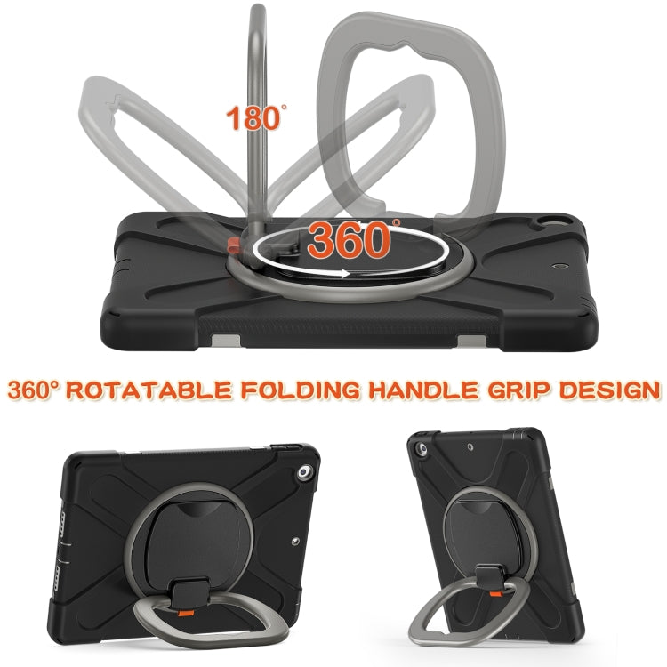 For Apple iPad 10.2 2021 / 2020 / 2019 Contrast Color Silicone + PC Protective Case with Holder & Shoulder Strap