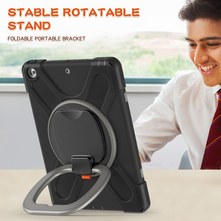 For Apple iPad 10.2 2021 / 2020 / 2019 Contrast Color Silicone + PC Protective Case with Holder & Shoulder Strap