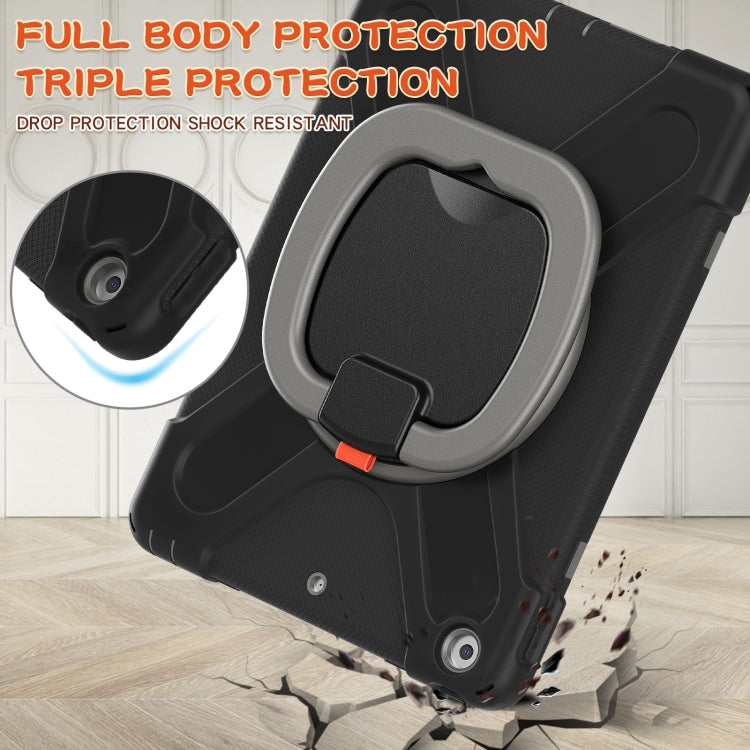 For Apple iPad 10.2 2021 / 2020 / 2019 Contrast Color Silicone + PC Protective Case with Holder & Shoulder Strap
