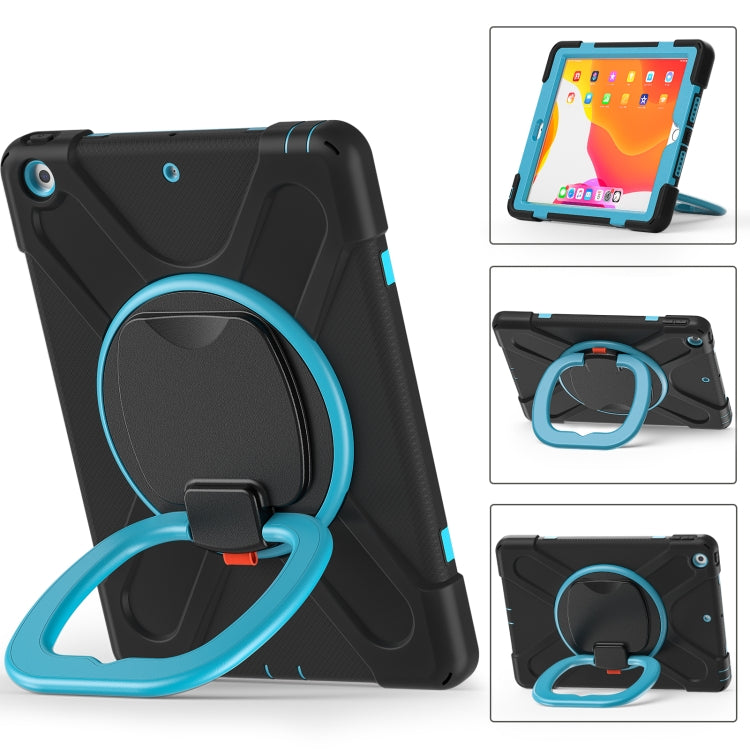 For Apple iPad 10.2 2021 / 2020 / 2019 Contrast Color Silicone + PC Protective Case with Holder & Shoulder Strap