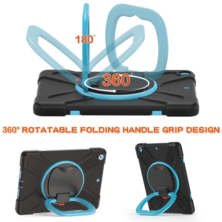 For Apple iPad 10.2 2021 / 2020 / 2019 Contrast Color Silicone + PC Protective Case with Holder & Shoulder Strap