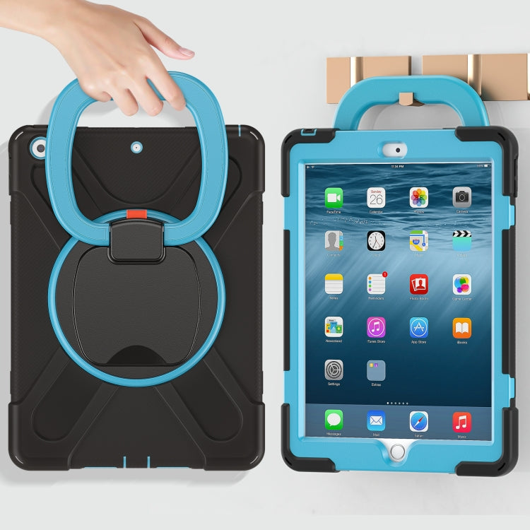 For Apple iPad 10.2 2021 / 2020 / 2019 Contrast Color Silicone + PC Protective Case with Holder & Shoulder Strap