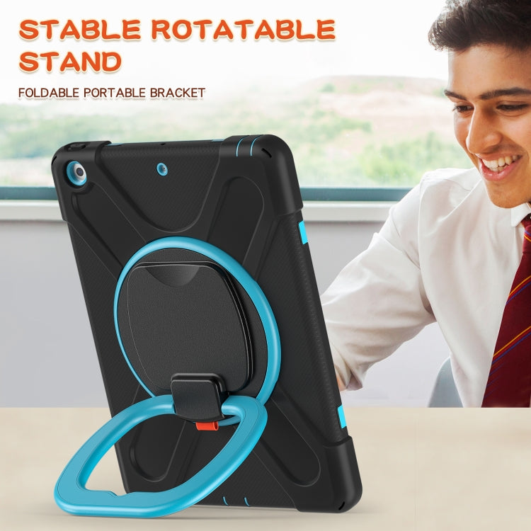 For Apple iPad 10.2 2021 / 2020 / 2019 Contrast Color Silicone + PC Protective Case with Holder & Shoulder Strap