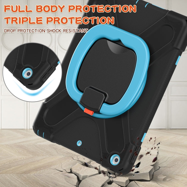 For Apple iPad 10.2 2021 / 2020 / 2019 Contrast Color Silicone + PC Protective Case with Holder & Shoulder Strap
