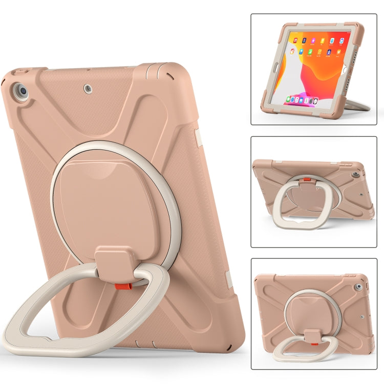 For Apple iPad 10.2 2021 / 2020 / 2019 Contrast Color Silicone + PC Protective Case with Holder & Shoulder Strap