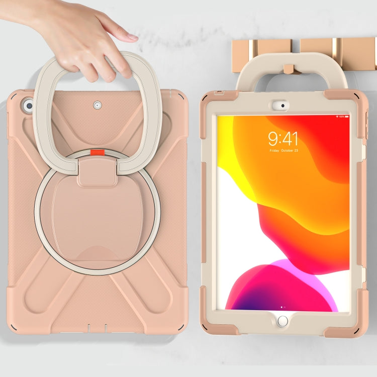 For Apple iPad 10.2 2021 / 2020 / 2019 Contrast Color Silicone + PC Protective Case with Holder & Shoulder Strap