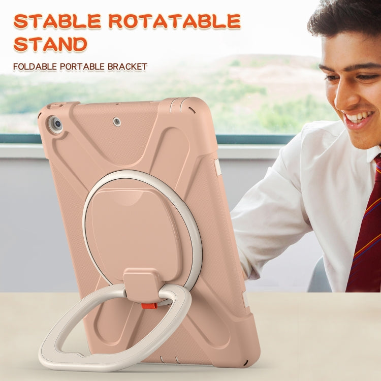 For Apple iPad 10.2 2021 / 2020 / 2019 Contrast Color Silicone + PC Protective Case with Holder & Shoulder Strap
