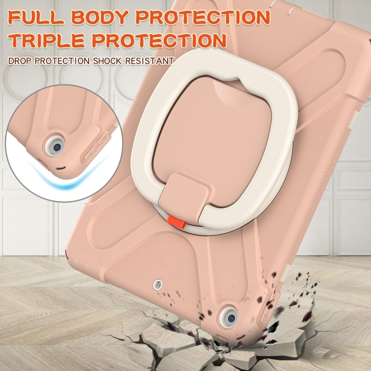 For Apple iPad 10.2 2021 / 2020 / 2019 Contrast Color Silicone + PC Protective Case with Holder & Shoulder Strap