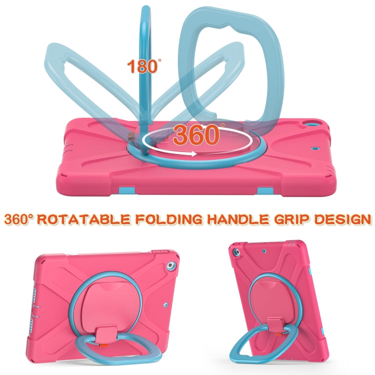 For Apple iPad 10.2 2021 / 2020 / 2019 Contrast Color Silicone + PC Protective Case with Holder & Shoulder Strap