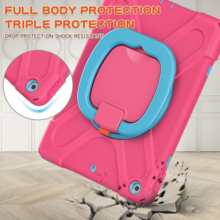 For Apple iPad 10.2 2021 / 2020 / 2019 Contrast Color Silicone + PC Protective Case with Holder & Shoulder Strap