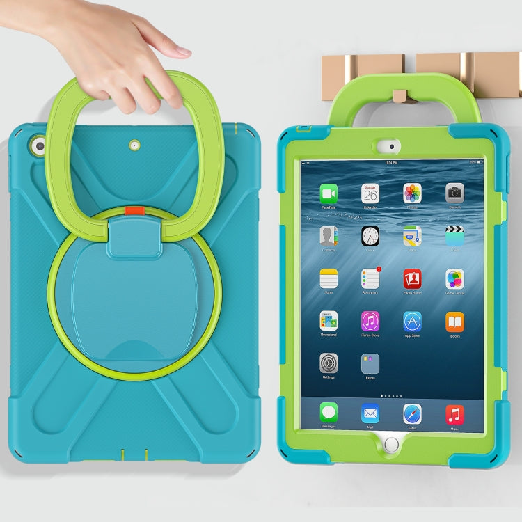 For Apple iPad 10.2 2021 / 2020 / 2019 Contrast Color Silicone + PC Protective Case with Holder & Shoulder Strap