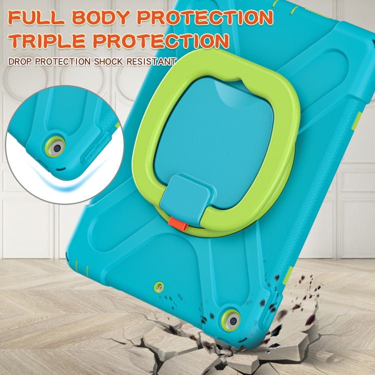 For Apple iPad 10.2 2021 / 2020 / 2019 Contrast Color Silicone + PC Protective Case with Holder & Shoulder Strap