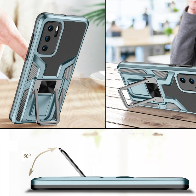 For Huawei P40 Armor 2 in 1 PC + TPU Magnetic Shockproof Case with Foldable Holder