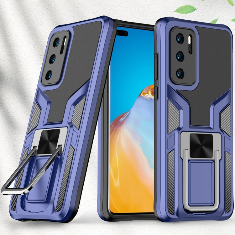 For Huawei P40 Armor 2 in 1 PC + TPU Magnetic Shockproof Case with Foldable Holder