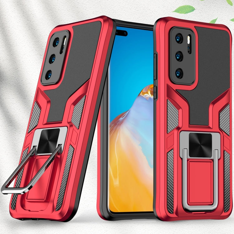 For Huawei P40 Armor 2 in 1 PC + TPU Magnetic Shockproof Case with Foldable Holder