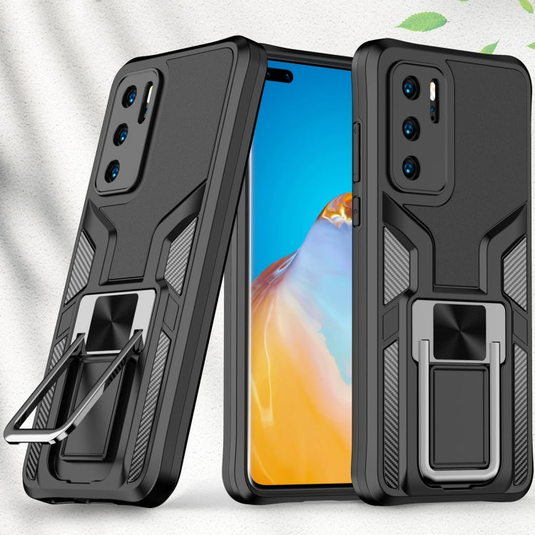 For Huawei P40 Armor 2 in 1 PC + TPU Magnetic Shockproof Case with Foldable Holder