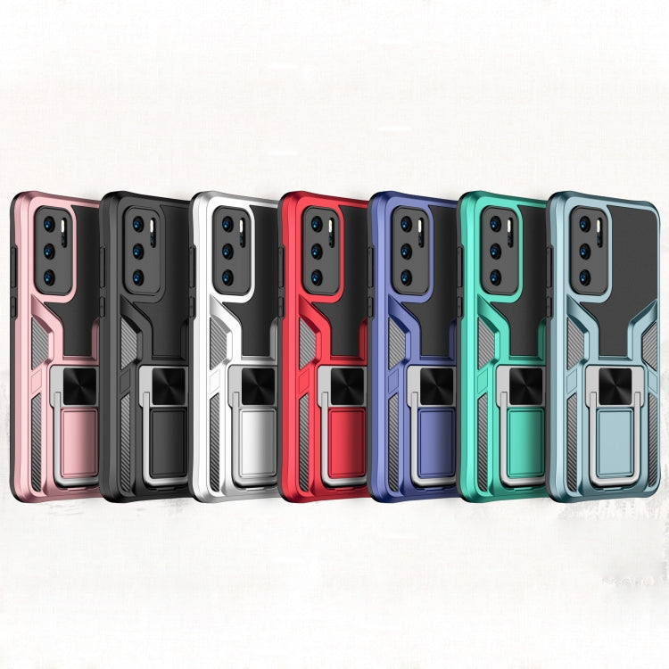 For Huawei P40 Armor 2 in 1 PC + TPU Magnetic Shockproof Case with Foldable Holder