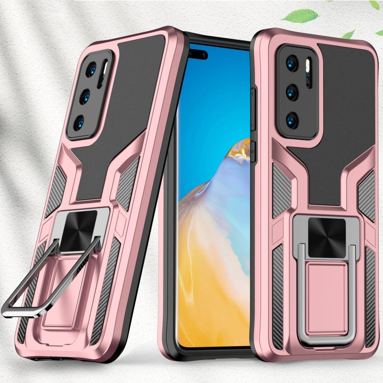 For Huawei P40 Armor 2 in 1 PC + TPU Magnetic Shockproof Case with Foldable Holder