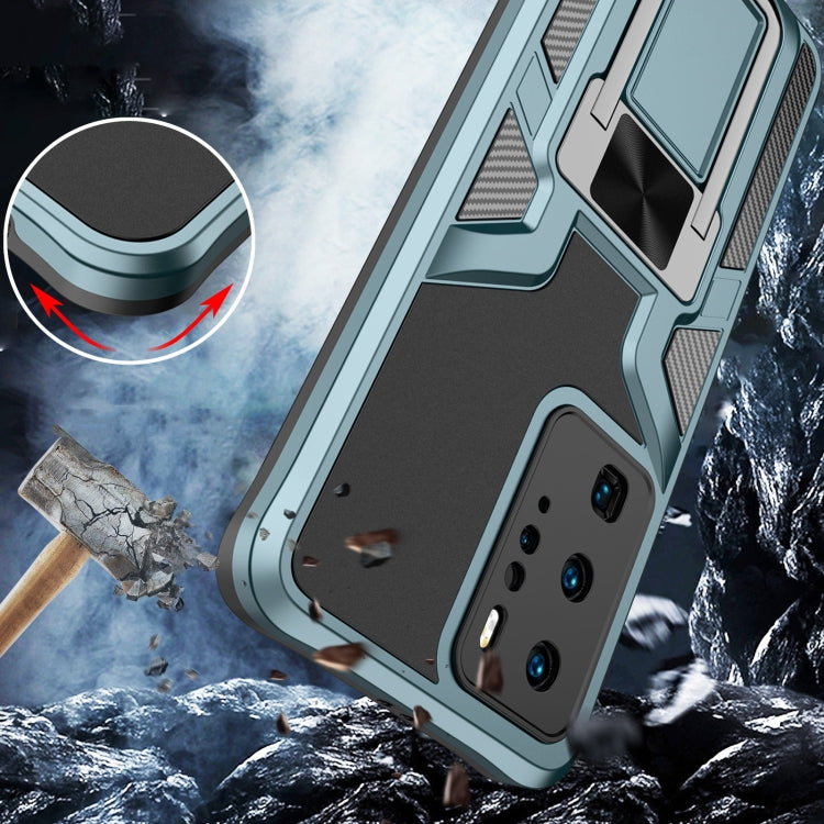 For Huawei P40 Pro Armor 2 in 1 PC + TPU Magnetic Shockproof Case with Foldable Holder