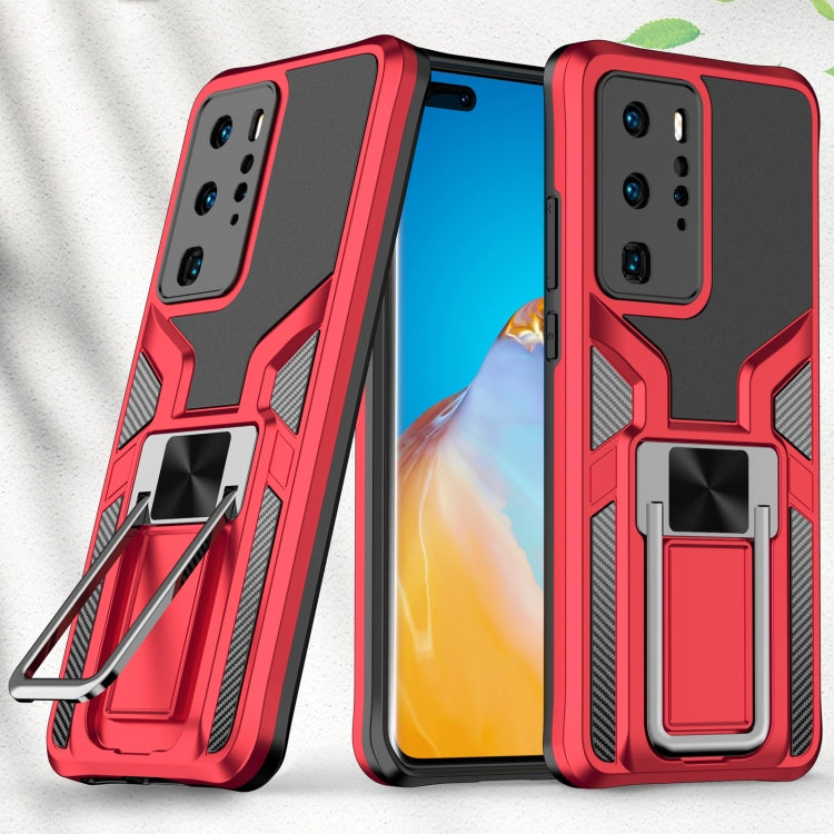 For Huawei P40 Pro Armor 2 in 1 PC + TPU Magnetic Shockproof Case with Foldable Holder
