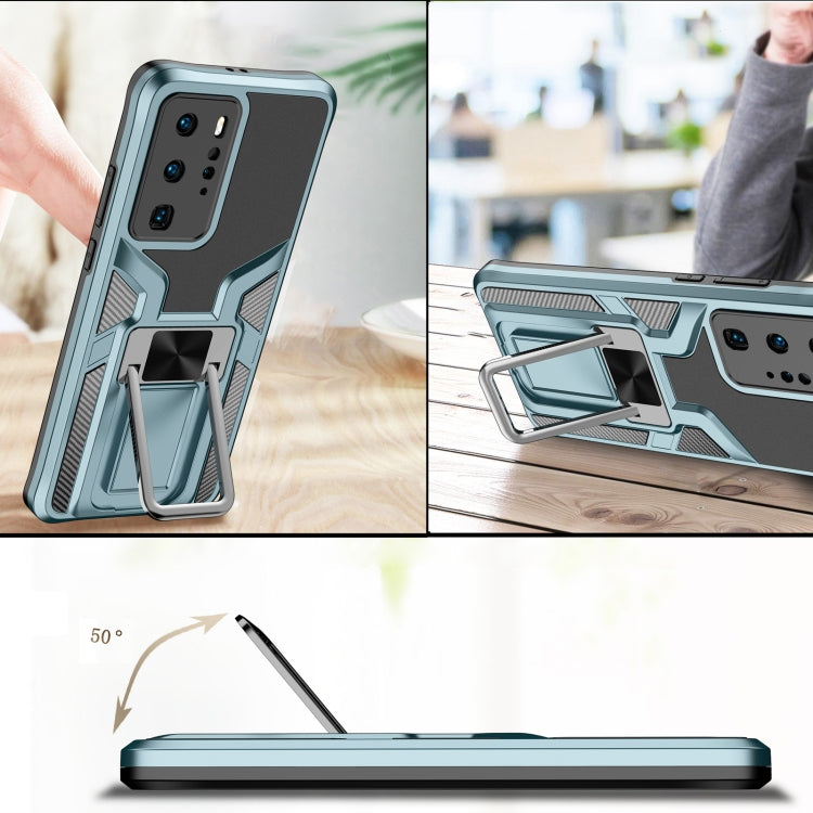 For Huawei P40 Pro Armor 2 in 1 PC + TPU Magnetic Shockproof Case with Foldable Holder
