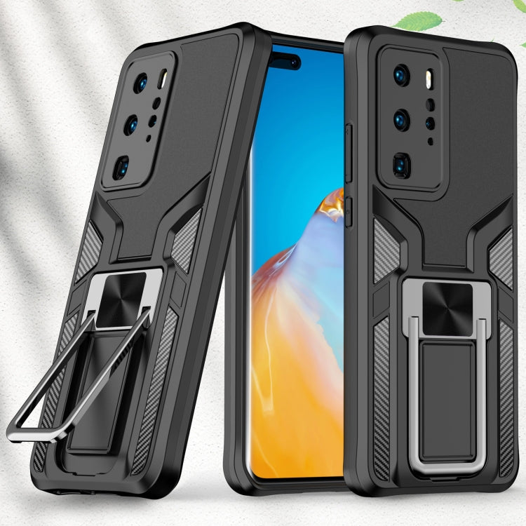 For Huawei P40 Pro Armor 2 in 1 PC + TPU Magnetic Shockproof Case with Foldable Holder