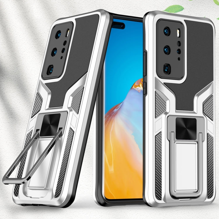 For Huawei P40 Pro Armor 2 in 1 PC + TPU Magnetic Shockproof Case with Foldable Holder