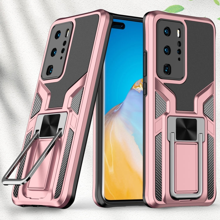For Huawei P40 Pro Armor 2 in 1 PC + TPU Magnetic Shockproof Case with Foldable Holder