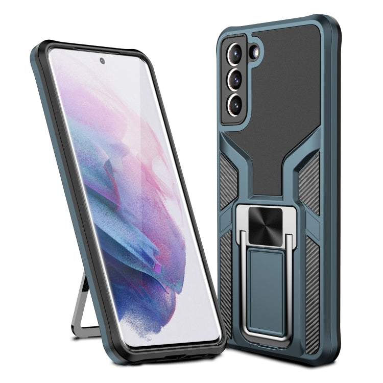 For Samsung Galaxy S21+ 5G Armor 2 in 1 PC + TPU Magnetic Shockproof Case with Foldable Holder
